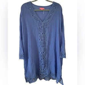 Isaac Mizrahi Daisy Swim Cover Up Blue Size XXL